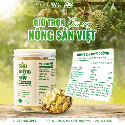 sầu riêng sấy thăng hoa queen duri